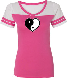 Yin Yang Heart Powder Puff Yoga Tee Shirt - Yoga Clothing for You