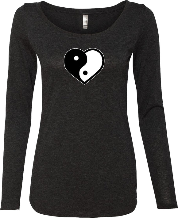 Yin Yang Heart Triblend Long Sleeve Yoga Tee Shirt - Yoga Clothing for You