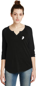 Yin Yang Heart Pocket Print 3/4 Sleeve Vintage Yoga Tee - Yoga Clothing for You