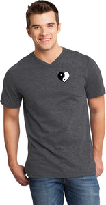 Yin Yang Heart Pocket Print Important V-neck Yoga Tee - Yoga Clothing for You