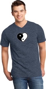 Yin Yang Heart Important V-neck Yoga Tee Shirt - Yoga Clothing for You