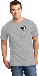 Yin Yang Heart Pocket Print Important V-neck Yoga Tee - Yoga Clothing for You