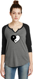 Yin Yang Heart 3/4 Sleeve Vintage Yoga Tee Shirt - Yoga Clothing for You