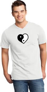 Yin Yang Heart Important V-neck Yoga Tee Shirt - Yoga Clothing for You