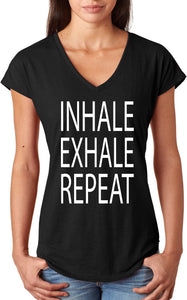Inhale Exhale Repeat Triblend V-neck Yoga Tee Shirt - Yoga Clothing for You