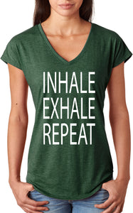 Inhale Exhale Repeat Triblend V-neck Yoga Tee Shirt - Yoga Clothing for You