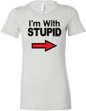 I'm With Stupid T-shirt Black Print Ladies Longer Length Tee - Yoga Clothing for You