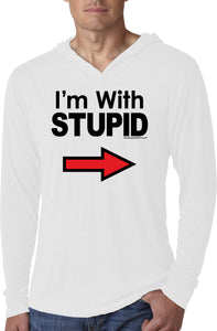 I'm With Stupid T-shirt Black Print Lightweight Hoodie - Yoga Clothing for You