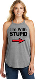 I'm With Stupid Tank Top Black Print Ladies Tri Rocker Tanktop - Yoga Clothing for You