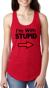 I'm With Stupid Tank Top Black Print Ladies Ideal Racerback - Yoga Clothing for You