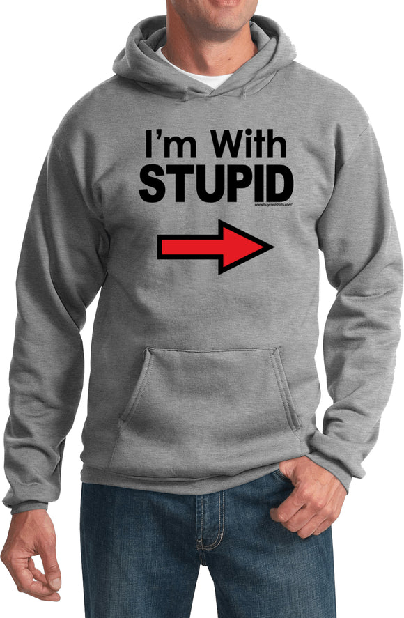 I'm With Stupid Hoodie Black Print - Yoga Clothing for You