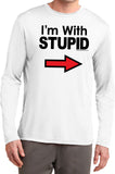 I'm With Stupid T-shirt Black Print Moisture Wicking Long Sleeve - Yoga Clothing for You