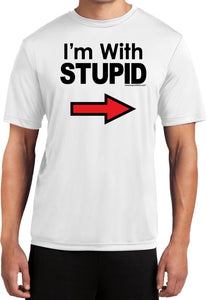 I'm With Stupid T-shirt Black Print Moisture Wicking Tee - Yoga Clothing for You