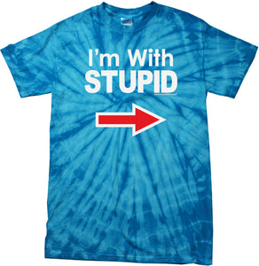 I'm With Stupid T-shirt White Print Spider Tie Dye Tee - Yoga Clothing for You