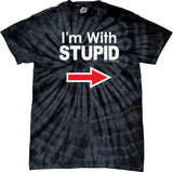 I'm With Stupid T-shirt White Print Spider Tie Dye Tee - Yoga Clothing for You