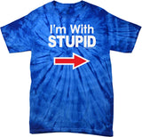 I'm With Stupid T-shirt White Print Spider Tie Dye Tee - Yoga Clothing for You