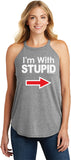 Ladies I'm With Stupid Tank Top White Print Tri Rocker Tanktop - Yoga Clothing for You