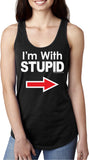 Ladies I'm With Stupid Tank Top White Print Ideal Racerback - Yoga Clothing for You