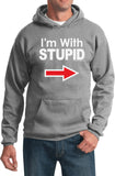 I'm With Stupid Hoodie White Print - Yoga Clothing for You