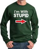 I'm With Stupid Sweatshirt White Print Sweat Shirt - Yoga Clothing for You