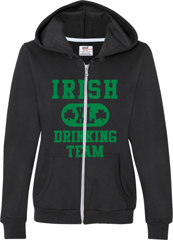 Ladies St Patricks Day Full Zip Hoodie Irish Drinking Team - Yoga Clothing for You