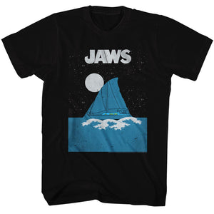 Jaws T-Shirt Boat Shark Fin Outline Black Tee - Yoga Clothing for You