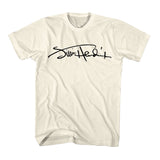 Jimi Hendrix Signature Image Natural T-shirt Front and Back