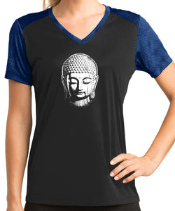 Womens Buddha V-neck Performance yoga Tee - Yoga Clothing for You