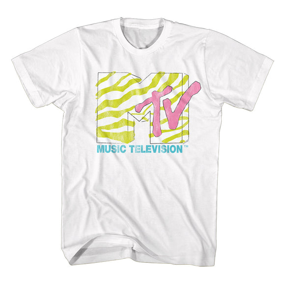 MTV Zebra Logo White Tall T-shirt - Yoga Clothing for You