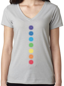 Ladies "Glowing Chakras" Lightweight V-neck Tee - Yoga Clothing for You