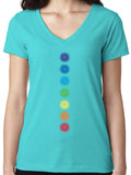 Ladies "Glowing Chakras" Lightweight V-neck Tee - Yoga Clothing for You