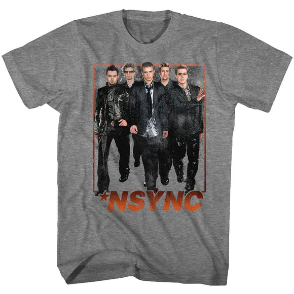 Nsync Distressed Group Photo Grey T-shirt