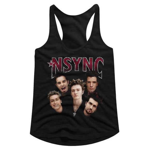 Nsync Ladies Racerback Tanktop Group Head Shots Tank