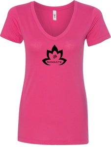 Black Namaste Lotus Ideal V-neck Yoga Tee Shirt - Yoga Clothing for You