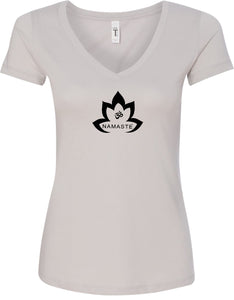 Black Namaste Lotus Ideal V-neck Yoga Tee Shirt - Yoga Clothing for You