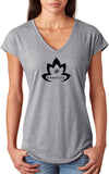 Black Namaste Lotus Triblend V-neck Yoga Tee Shirt - Yoga Clothing for You