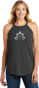 Grey Namaste Lotus Triblend Yoga Rocker Tank Top - Yoga Clothing for You