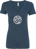 Big OM Print Ideal V-neck Yoga Tee Shirt - Yoga Clothing for You