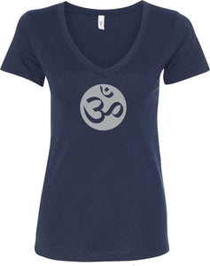 Big OM Print Ideal V-neck Yoga Tee Shirt - Yoga Clothing for You