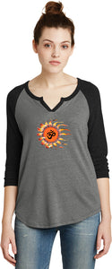 OHM Sun 3/4 Sleeve Vintage Yoga Tee Shirt - Yoga Clothing for You