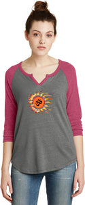 OHM Sun 3/4 Sleeve Vintage Yoga Tee Shirt - Yoga Clothing for You