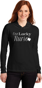 St Patricks Day One Lucky Nurse Ladies Lightweight Hoodie - Yoga Clothing for You