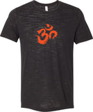 Orange Brushstroke AUM Burnout Yoga Tee Shirt - Yoga Clothing for You