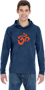 Orange Brushstroke AUM Pigment Hoodie Yoga Tee Shirt - Yoga Clothing for You