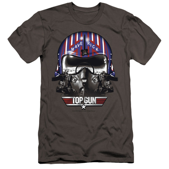 Top Gun Premium Canvas T-Shirt Maverick Helmet Charcoal Tee - Yoga Clothing for You