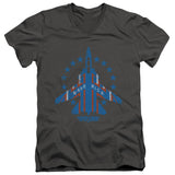 Top Gun Slim Fit V-Neck T-Shirt Maverick F-14 Tomcat Charcoal Tee - Yoga Clothing for You