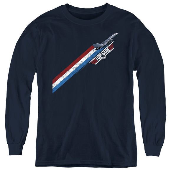 Top Gun Kids Long Sleeve Shirt Red White Blue Stripes Navy Tee - Yoga Clothing for You