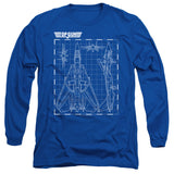 Top Gun Long Sleeve T-Shirt Schematic F-14 Tomcat Royal Tee - Yoga Clothing for You