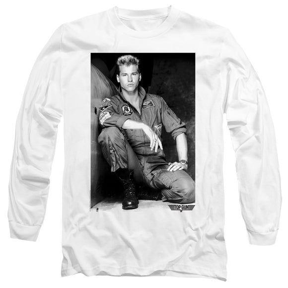 Top Gun Long Sleeve T-Shirt Iceman Portrait White Tee - Yoga Clothing for You