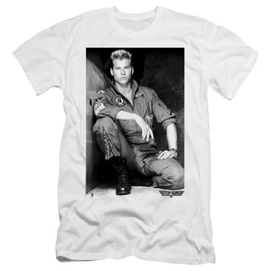 Top Gun Slim Fit T-Shirt Iceman Portrait White Tee - Yoga Clothing for You